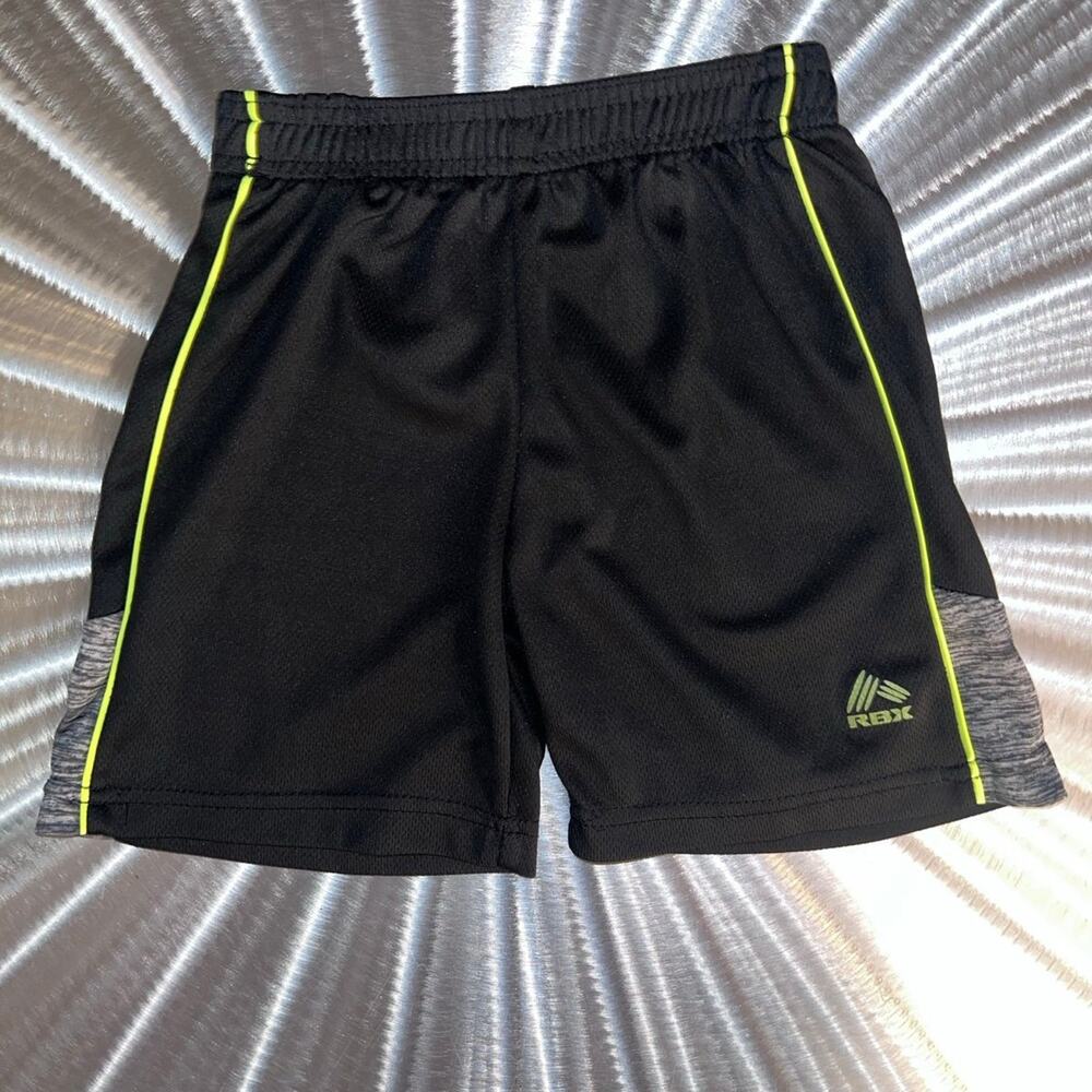 RBX 2T Boys Mesh Athletic Shorts - Black w Yellow Stripe